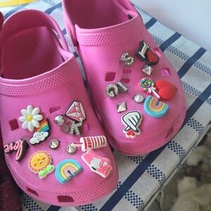 Kids Pink Clog Shoes with Fun Charms